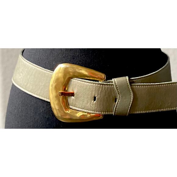 Vintage Patricia Green Details Leather Belt Gold hardware Size Large - Picture 4 of 6